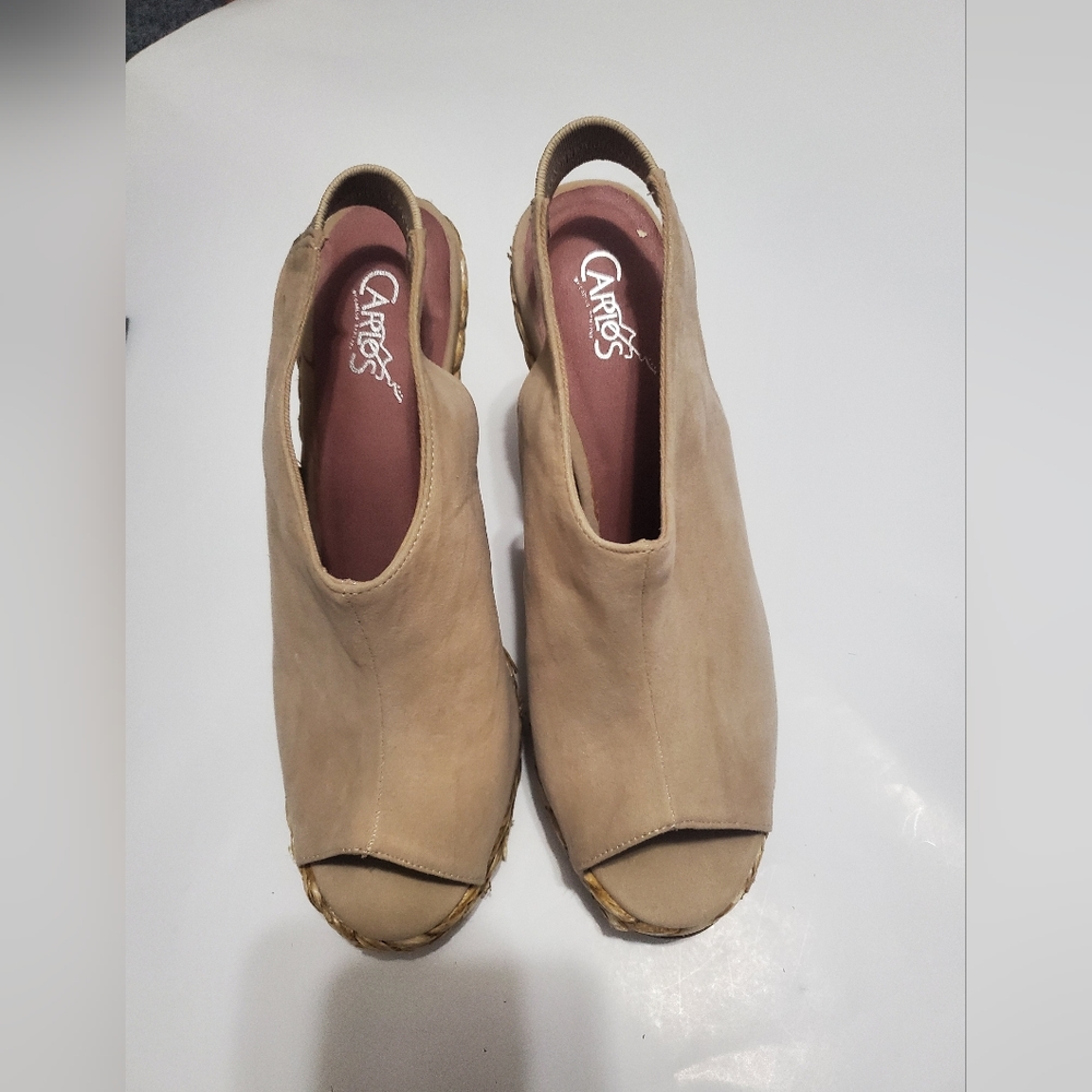 Never worn! Carlos by Carlos Santana 'Bali' Wedge Slingbacks